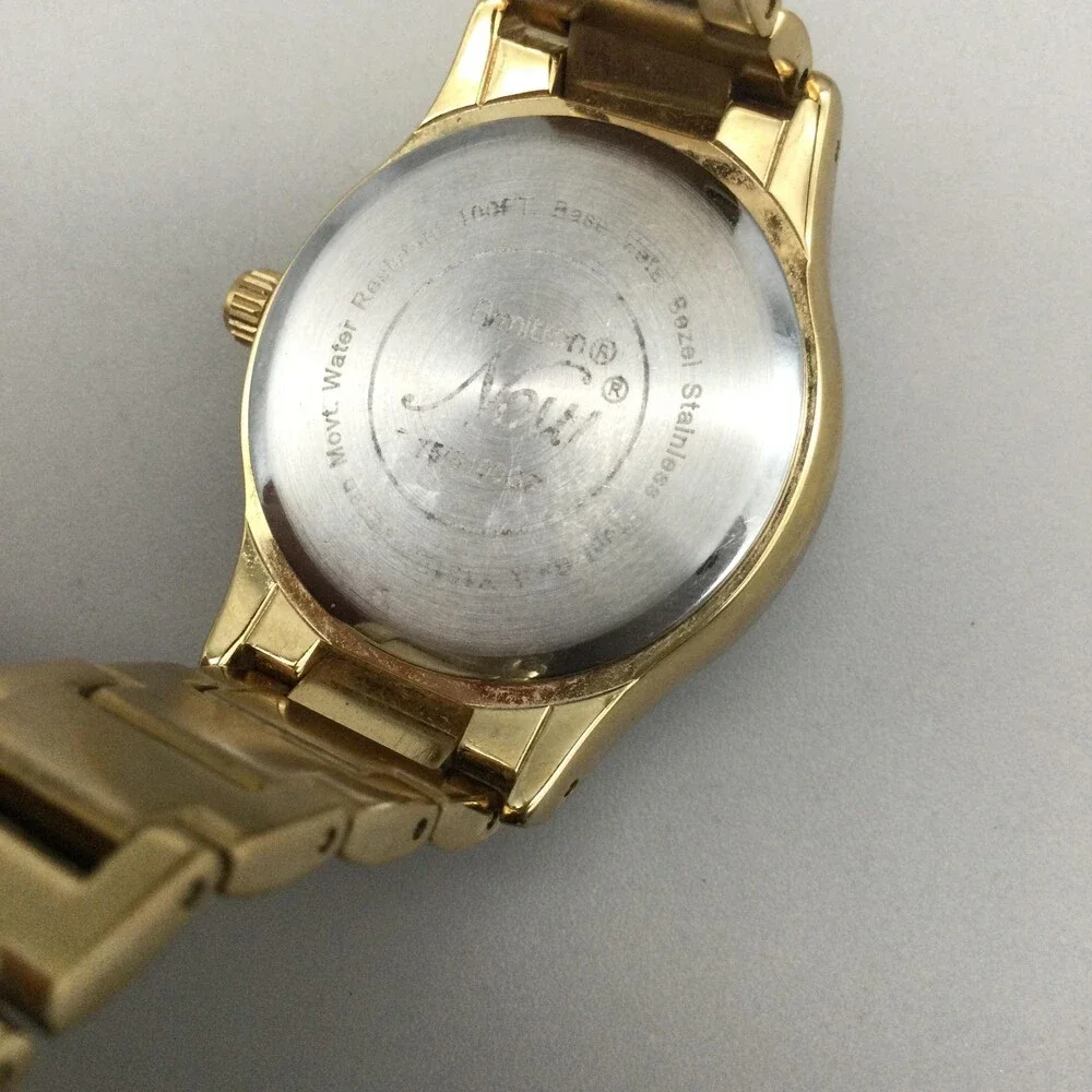 Armitron Now Womens Watch 32mm Blue Gold Tone Crystals New Battery 6.75